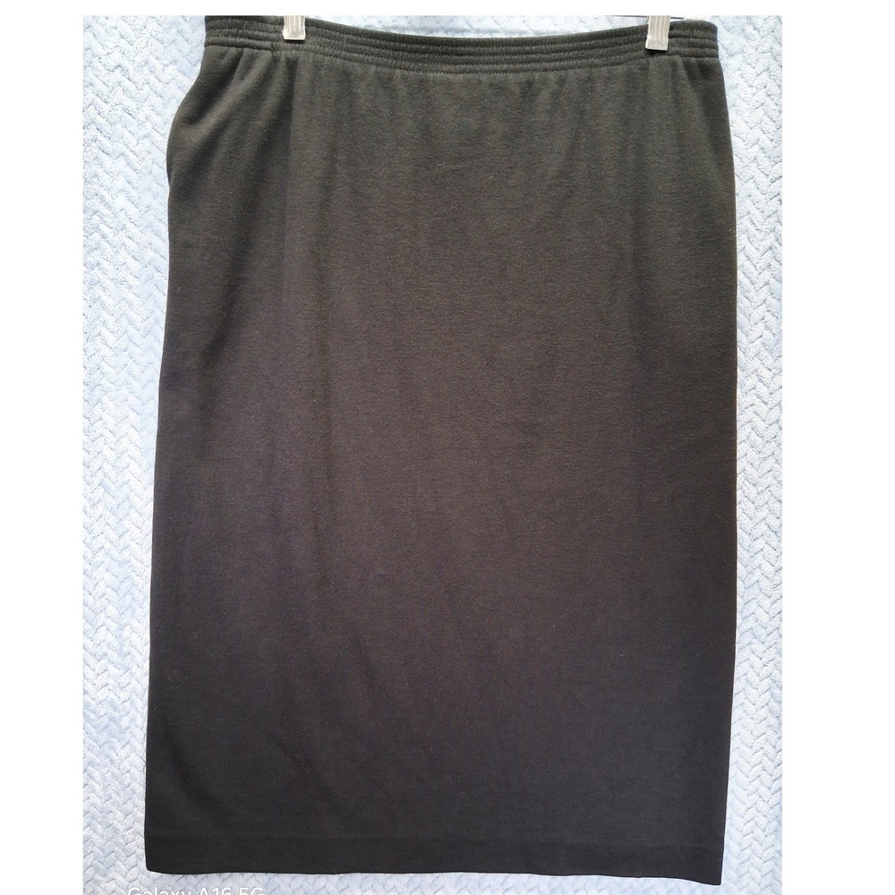 Graff Californiawear Black Knit Midi Skirt Elastic Waist Medium Cotton Blend